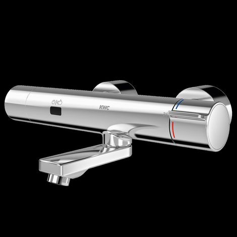 KWC Mitigeur mural, F5, élec., thermostat, sortie pivotante, 145 mm, module C, batterie (1/2)