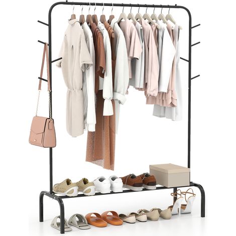 COSTWAY Heavy Duty Clothes Rack Metal Garment Wardrobe Rack for Hanging Clothes (1/5)