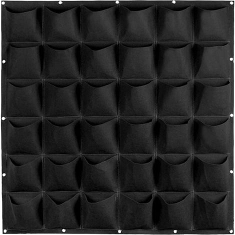 Sac de plantation mural en feutre suspendu vertical pour plantes vertes (bouche plate noire 1m  1m36)，pour la protection des meubles d'intérieur et d'extérieur