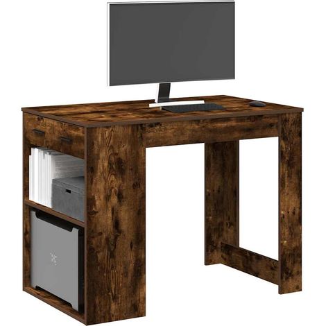 Schreibtisch mit Schubladen Ablage Räuchereiche 102x62x77,5 cm