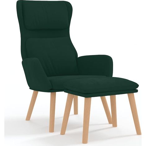 Maison Exclusive - Relaxsessel mit Hocker Dunkelgrün Samt (1/5)