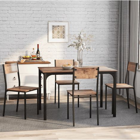 Conjunto mesa y sillas, mesa de comedor con 4 sillas, 108 x 65 x 75 cm, marrón DESVIAE (1/5)