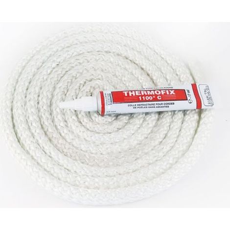 Joint rond tressé (blanc) ø 9 mm x 2,5 m + colle