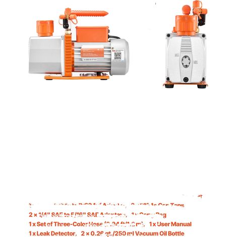 Pompa per vuoto, ampia compatibilità con i refrigeranti, manometri ad alta precisione, 7 CFM 550W a 2 stadi, EU-b (1/2)
