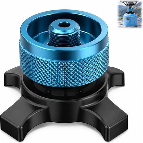 Adaptateur Cartouche Gaz Camping, Connecteur Réchaud Camping Baïonnette vers Filetage 7/16, Convertisseur Valve EN417 pour Réchaud Camping Randonnée, Raccord Bouteille Gaz Compatible Camping Cuisine (1/5)