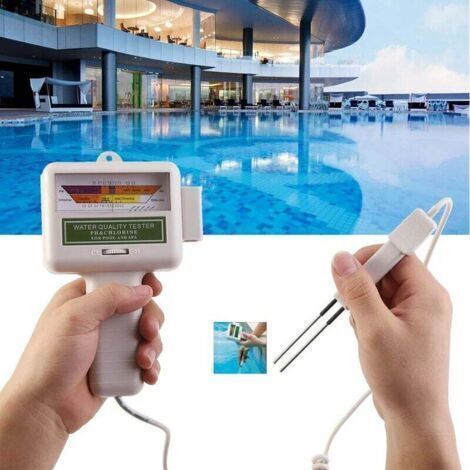 Testeur de niveau de chlore portable 2 en 1 pH Cl2 Niveau de chlore Analyseur de qualité de l'eau Contrleur de mesure Moniteur de mesure pour piscine, eau de spa, source d'eau 17x11.5x3cm, (1/4)