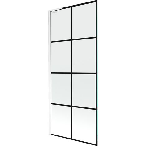 Mexen Next L paratia per vasca da bagno 1 anta 80 x 150 cm, griglia nera, bianco - 895-080-000-03-77-20 (1/5)