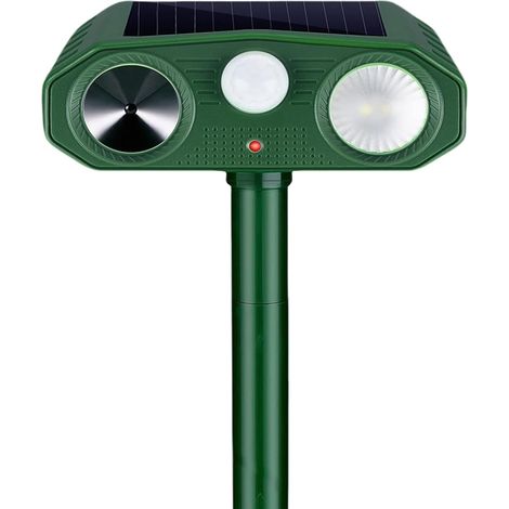 1 Répulsif Animal Ultrason Solaire, 3 Modes Fréquence, Flash LED, IP54 Étanche, Pour Jardin Chats Chiens