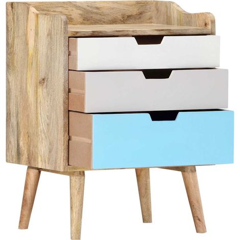 vidaXL Mesita de noche de madera maciza de mango 47x35x63 cm (1/2)