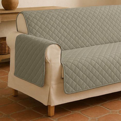 Protège canapé 2 places - - Argile - 210x175 cm - 100% polyester - Beige (1/3)