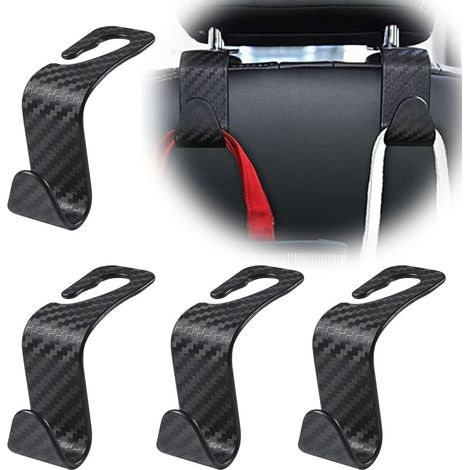 CCYKXA Car headrest hooks, universal car seat back hooks, car rear seat headrest support, black (4 pieces) (1/5)