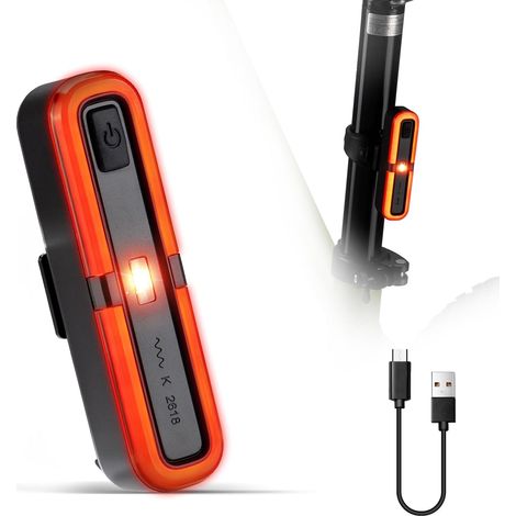Bicycle rear light with flashing brake function,  LED bicycle tail light,  rechargeable via USB Type-C,  IPX5 waterproof rear light for electric bikes (1/5)