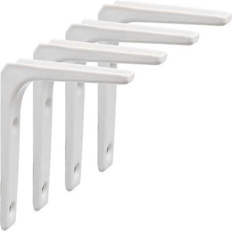Support mural pour étagère, 4 supports métalliques robustes de 100 mm x 100 mm, support mural pour étagère, support mural pour radiateur (blanc)