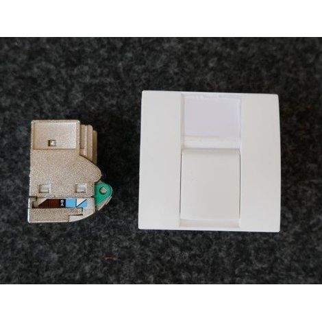 Prise reseau RJ45 cat5E STP blanc polaire mécanisme 45x45mm sans support ni plaque S-one ALTIRA