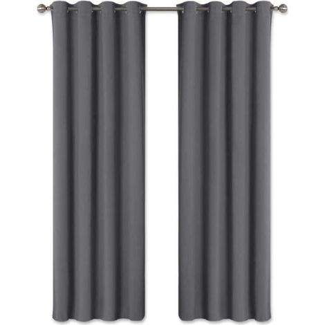 2 rideaux occultants thermiques, gris anthracite, œillets, 140 x 260 cm, isolation lumière/chaleur, chambre et salon