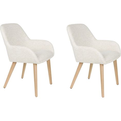 Chaise design, Fauteuil design LOUA, Tissu texturé et pieds bois Blanc en Fabric, BOITE A DESIGN (1/5)