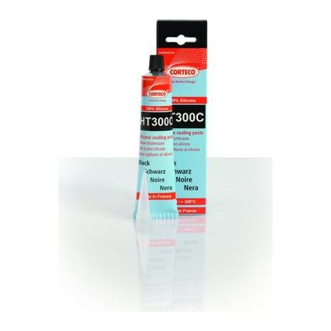 Pâte à joint noire élastomère 100% silicone 300°C – Résistance à l'eau et à l'humidité – Collage et étanchéité pour applications industrielles – Corteco