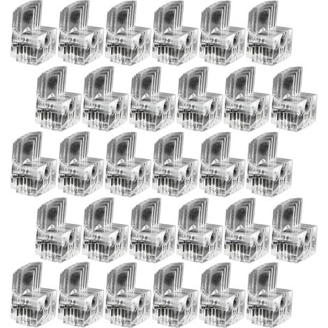 Pack of 30 clear glass fixing clips for mirrors, cabinets, glass, 6 mm thick, fixing accessories (1/5)