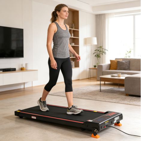 Cinta de correr walking pad plegable 1 a 6 km/h, inclinación regulable, LED, mando OKMYHOME (1/5)