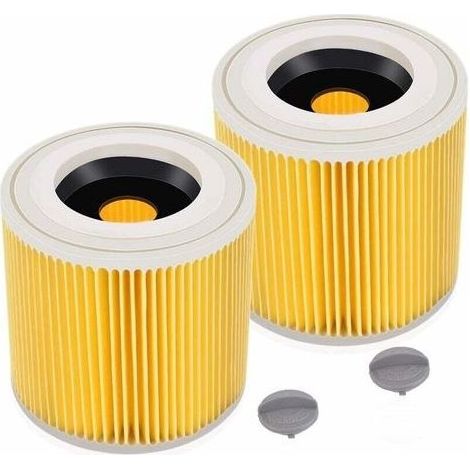 Lot de 2 filtres à cartouche pour Kärcher WD3 Premium, WD2, WD3, WD3P, MV2, MV3 - Filtre WD3 - Filtre de rechange pour aspirateur Kärcher 6.414-552.0/64145520 (1/5)