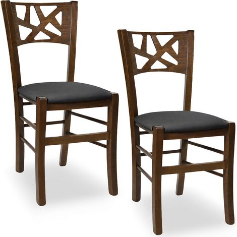 Sedie sala pranzo Sissy in legno noce scuro seduta imbottita antracite set da 2