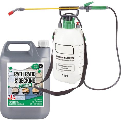 5L Path Patio & Decking Cleaner With Pressure Sprayer, Removes Grime & Stains