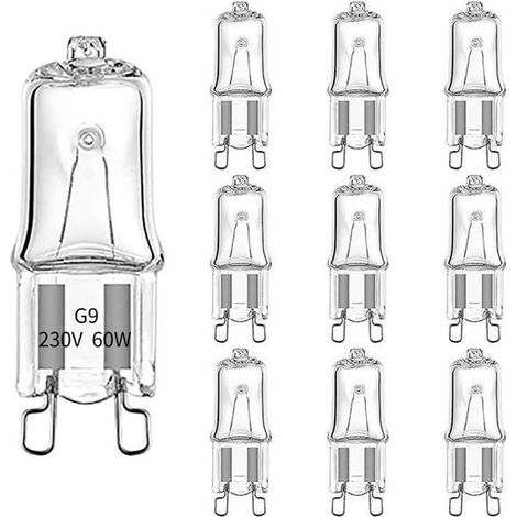 (10 pièces) Ampoule halogène pour four G9 230V 60W , antidéflagrante et résistante aux hautes températures (500°C). (1/5)