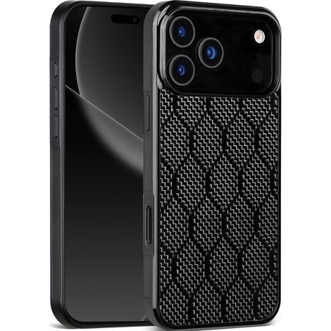 Custodia per iPhone 17 Pro Max, cover in fibra aramidica, resistente a MagSafe, nera (1/5)