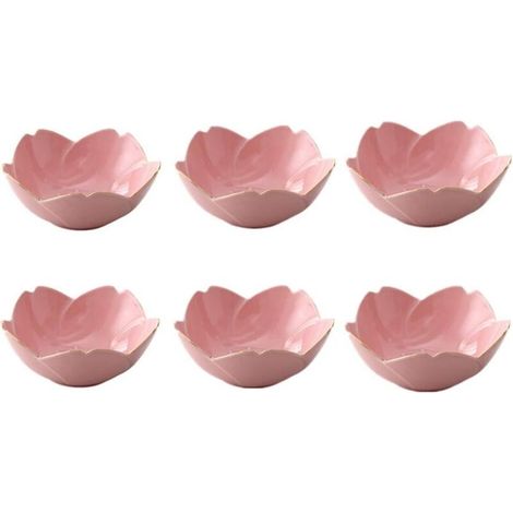 6 ciotole in porcellana rosa con decorazione a fiori di ciliegio per salsa di soia – Set di 6 pezzi eleganti e resistenti