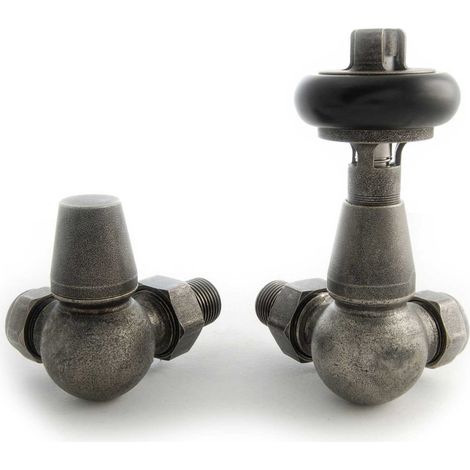 West Eton Traditional Corner Manual Radiator Valve and Lockshield - Pewter (1/5)
