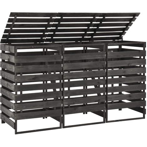 vidaXL Cobertizo triple cubos basura madera pino pintada 210x75x121cm (1/5)