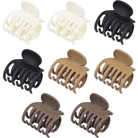 Pince À Cheveux - Double Rangée De Dents - 6,3 X 4,6 Cm - Finition Mate - Pour Cheveux Fins - Lot De 4