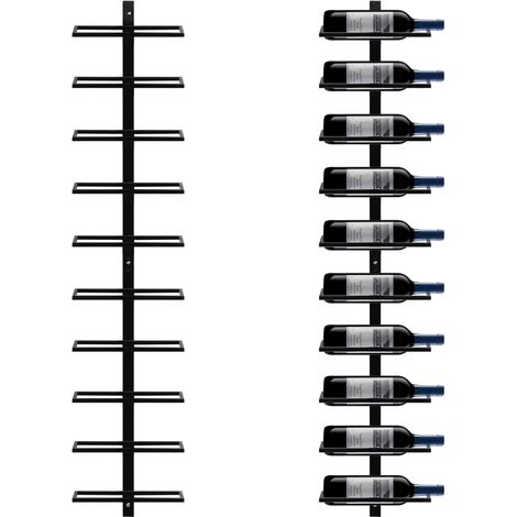 Yaheetech – Porte-bouteille mural en fer pour 10 bouteilles – Étagère à vin 126,2 x 27 x 10,5 cm – Installation facile avec vis incluses – Pour cave et restaurant