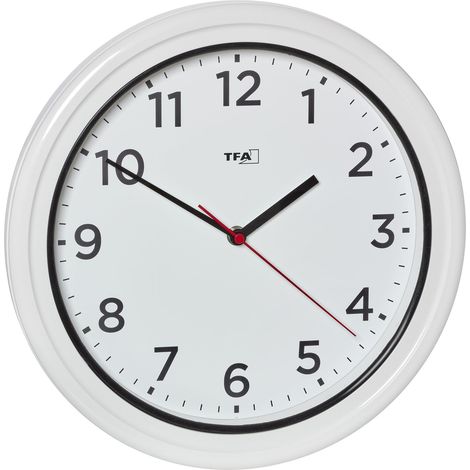 Horloge Murale d'extérieur étanche, 60.3078, Horloge d'extérieur, résistante aux UV, à Quartz pour Piscine, terrasse, Jardin, Balcon, diamètre 30,5 cm, Facile à Lire, Blanche (1/5)