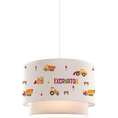 Lámpara de pie colgante infantil con diseño de vehículo de construcción blanca 030010741 (1/2)