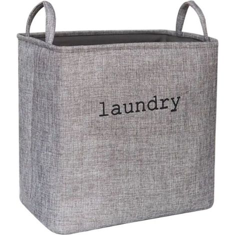 Panier à linge pliable en tissu - 35 litres, avec poignée - convient pour les chambres, les salles de bain ou les buanderies - gris (1/3)