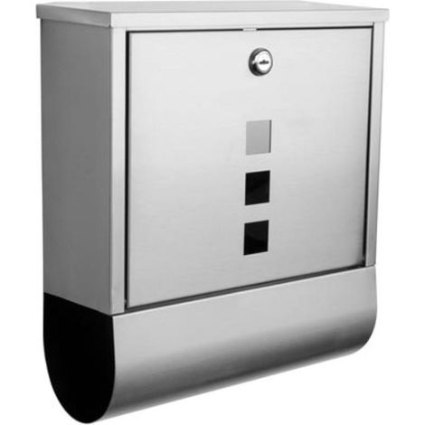 Edelstahl Briefkasten TORINO Zeitungsfach & Sichtfenster, INOX Silber 33x31cm (1/5)