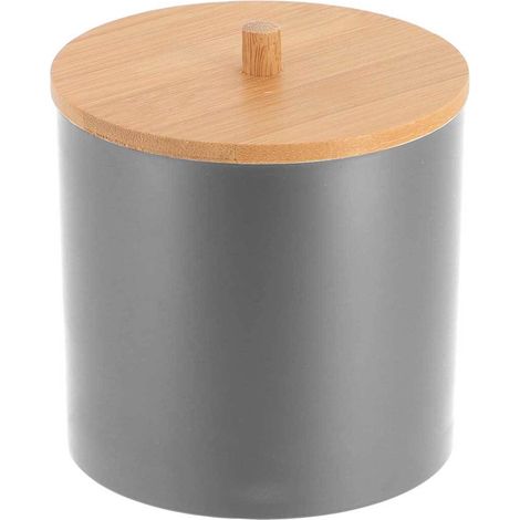 Caja de algodón y bastoncillos ps gris con tapa de bambú - bambú gris - Tendance