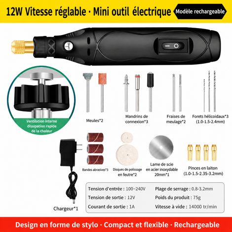 Mini meuleuse électrique portative 12W à vitesse constante 5000 tr/min 12w 12 5000 3 500 g – Livraison gratuite
