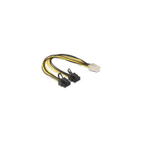 DeLOCK 83433 Cable de Internal Power 0.3 m - Cables de Internal Power (0.3 m, pci-e (6+2 Pin), pci-e (6-Pin), Male/Female, Black, White, Yellow). (1/2)