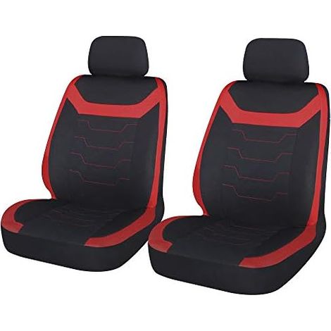 SS5399 Finsbury Paire Housses Siège Avant Voiture Van – Noir Inserts Rouges (1/3)