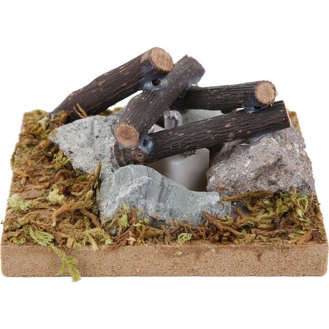 Miniaturgarten für Puppenhaus mit dekorativem Lagerfeuer aus Holz