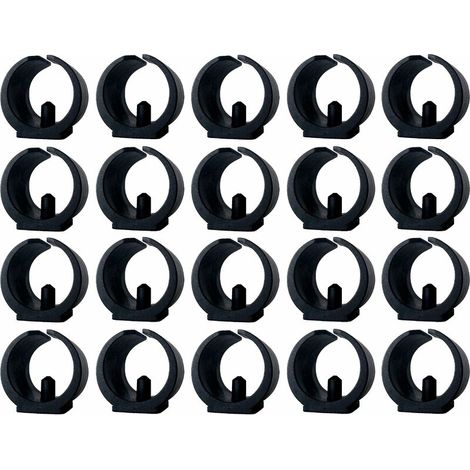 20x Embout pour tube horizontal rond avec ergot à clipser en PELD noir Patin Guide Pied Meuble Chaise Insert Plot, Ø 30mm (1/3)