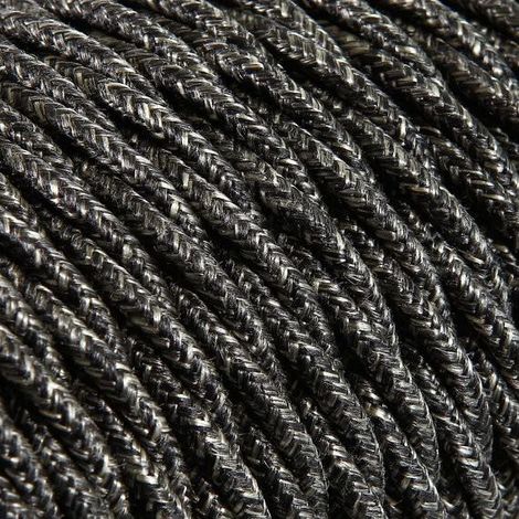 Câble Textile Torsadé Toile Gris Foncé 2x0.75mm² - Fil Electrique Tissu (1/3)