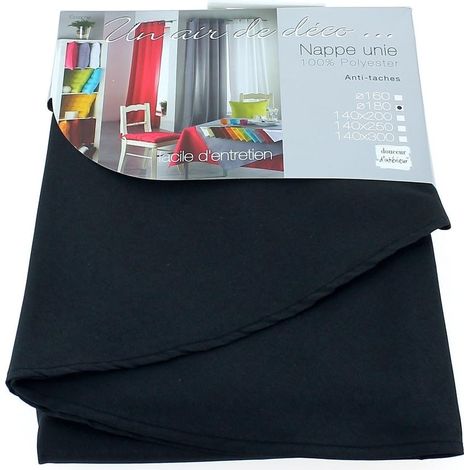 1 Nappe Rectangle, Polyester Uni Noir, 140x250 cm, Lavable Machine, Intérieur Salle à Manger