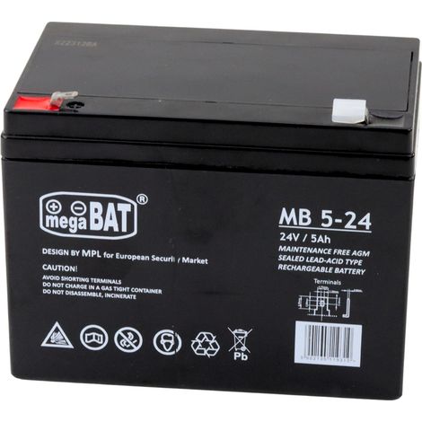 AGM-Gelbatterie für Fahrzeuge, 24 V, 5 Ah