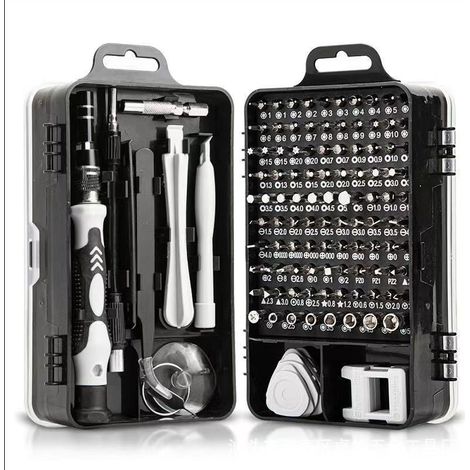 Kit Tournevis de Précision, Kit Mini Tournevis Magnétique, Set Outils Informatique de Réparation pour PC, Laptop, Phone, Lunettes, Mac, Smartphone, Bricolage, Consoles de Jeux, 120 en 1 Noir (1/4)