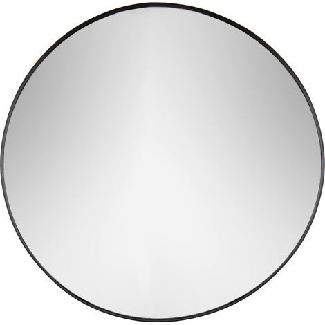 Miroir Mural Fin et Rond à Bords Profonds, Noir, 50 x 50 x 5 cm (1/4)