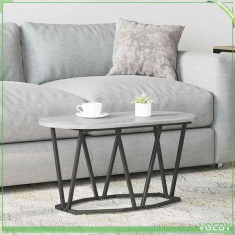 Table basse - ABI - Ovale - Bois d'ingénierie et métal - Gris - 80 x 40 x 40.5 cm (1/5)
