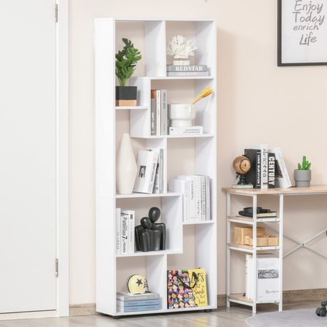 Bibliothèque étagère Zig zag Design Contemporain 70L x 24l x 178H cm Panneaux Particules Blanc (1/5)